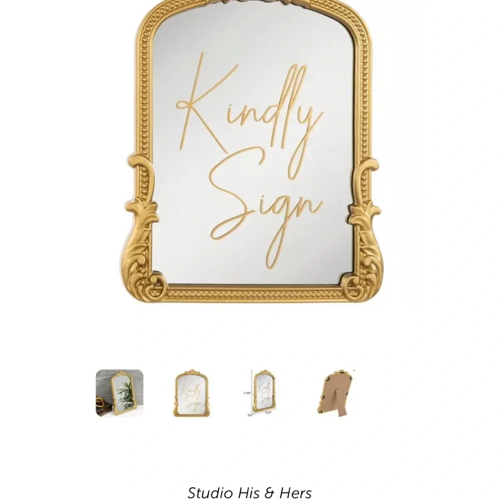 Gold wedding mirror signs